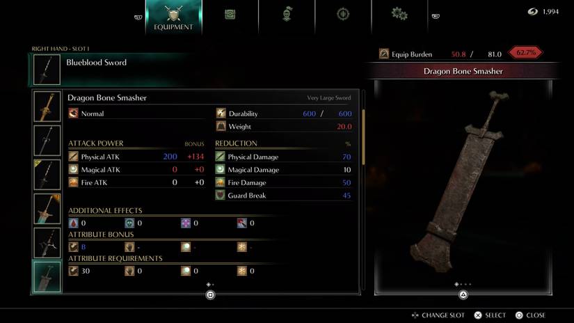 demons souls dragon bone smasher stats