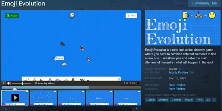 Emoji Evolution's Steam page