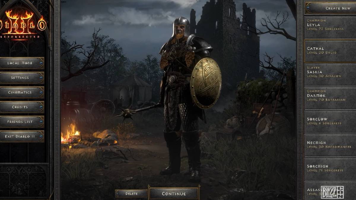 diablo 2 resurrected character select