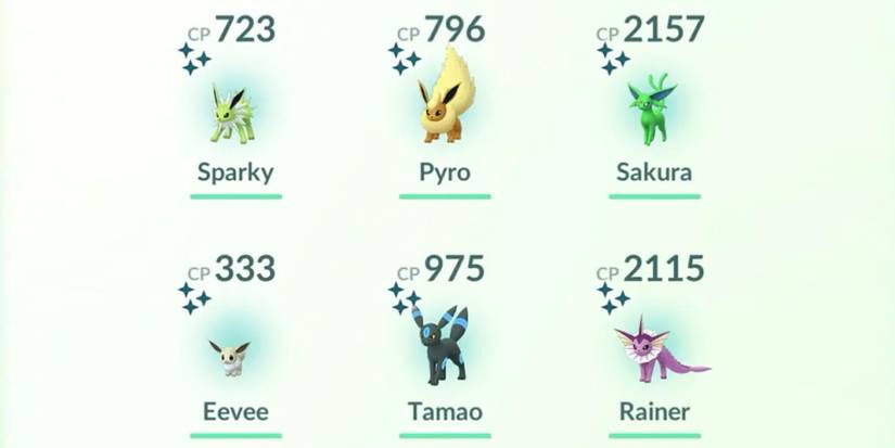 Some of the Eeveelutions in Pokemon Go