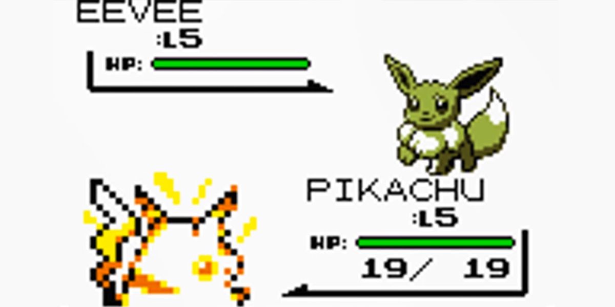 Fighting the rival's Eevee in Pokemon Yellow