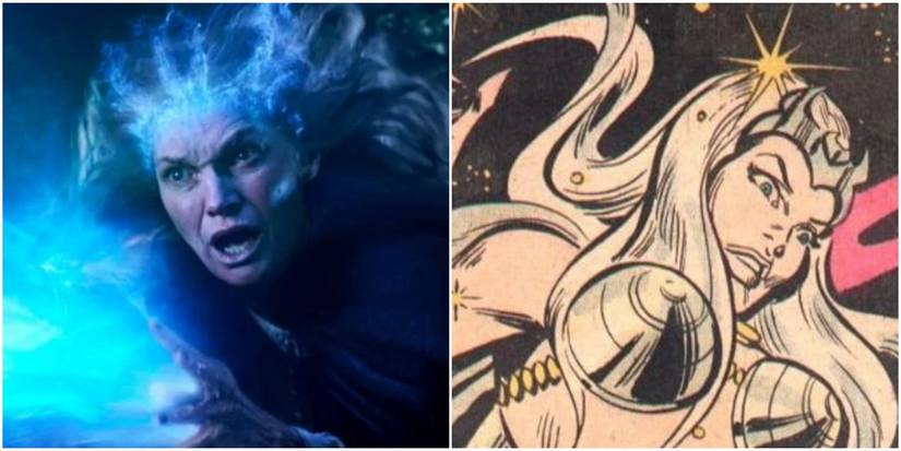 evanora harkness in wandavision and zhered na in marvel comics