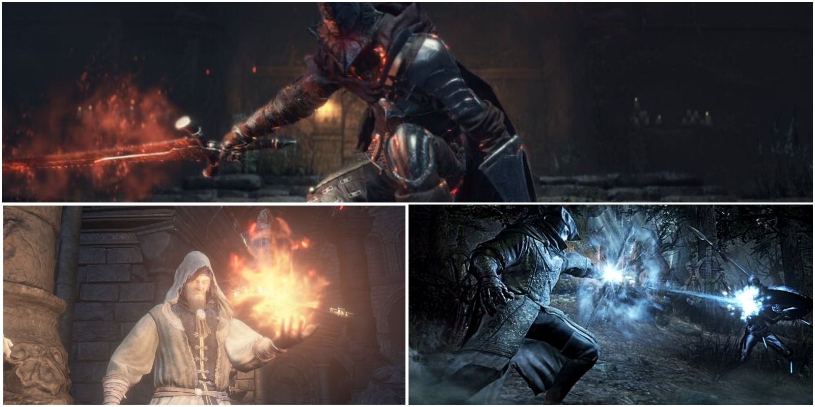 abyss watcher in 2nd phase, fireball, and farron dart.