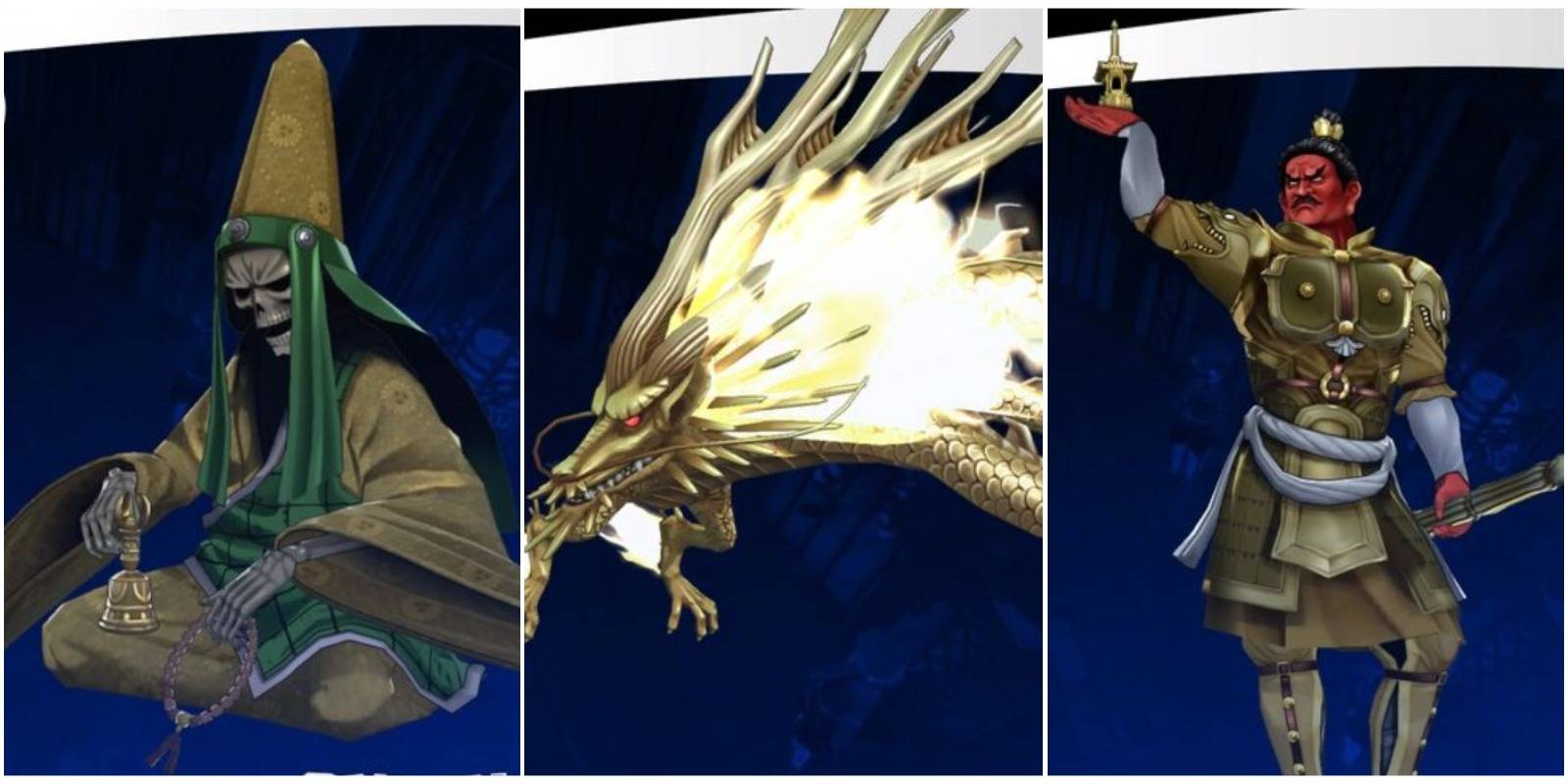 daisoujou, kohryu, and bishamonten.