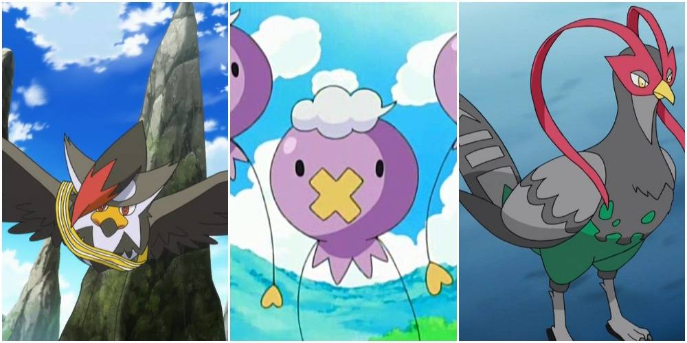 Staraptor, Drifloon, and Unfezant