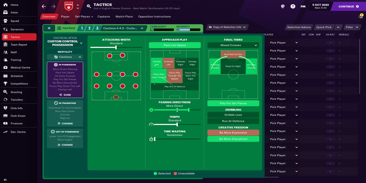 Football Manager 21 - 442 In Possession tactics