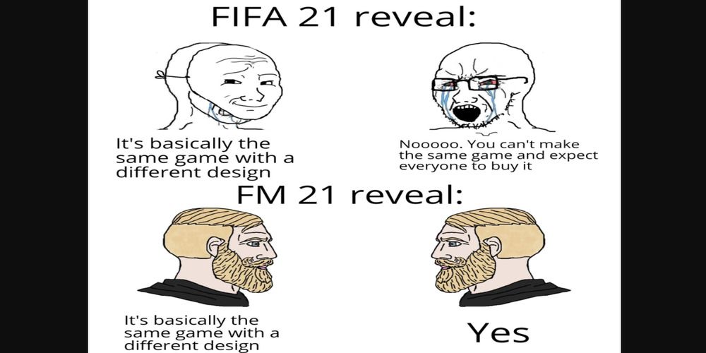 Football Manager - Fifa comparison meme
