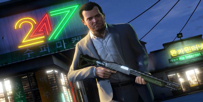 gta 5 michael with shotgun