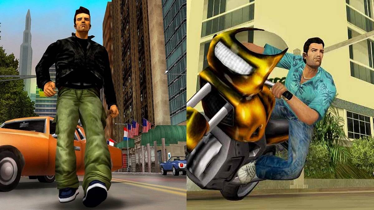 Grand Theft Auto 3 and Vice City side-by-side.