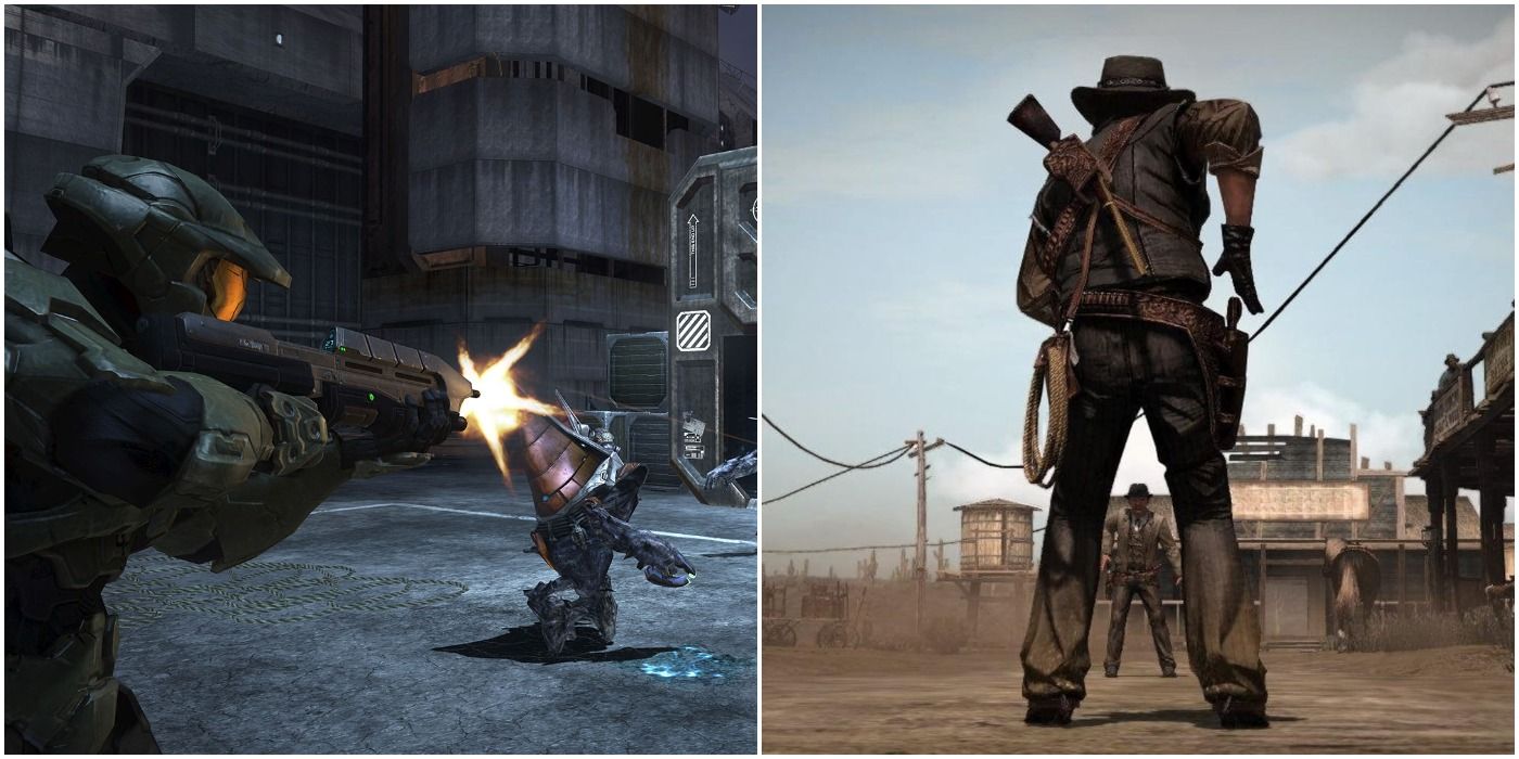 Halo 3 и Red Dead Redemption разделенное изображение