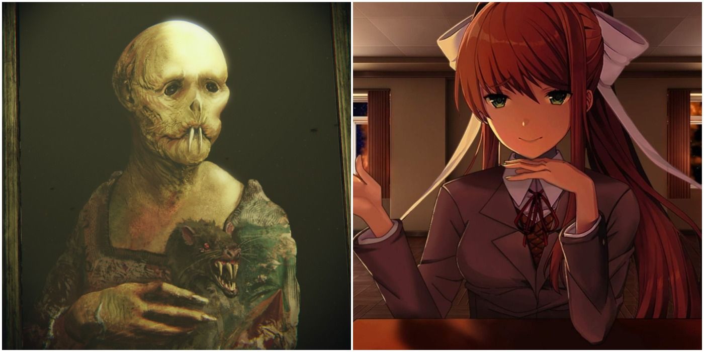 (Left) Painting from Layers of Fear (Right) Character from Doki Doki Literature Club!