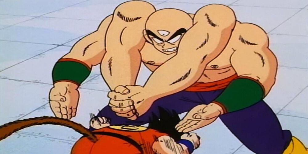 Tien using the Four witches against Goku in Dragon Ball