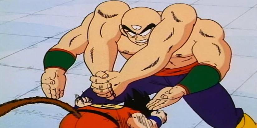Tien using the Four witches against Goku in Dragon Ball