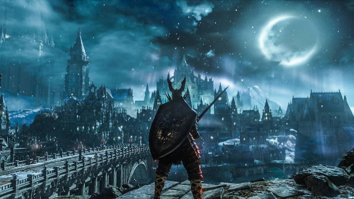 Player overlooks Irithyll in Dark Souls 3