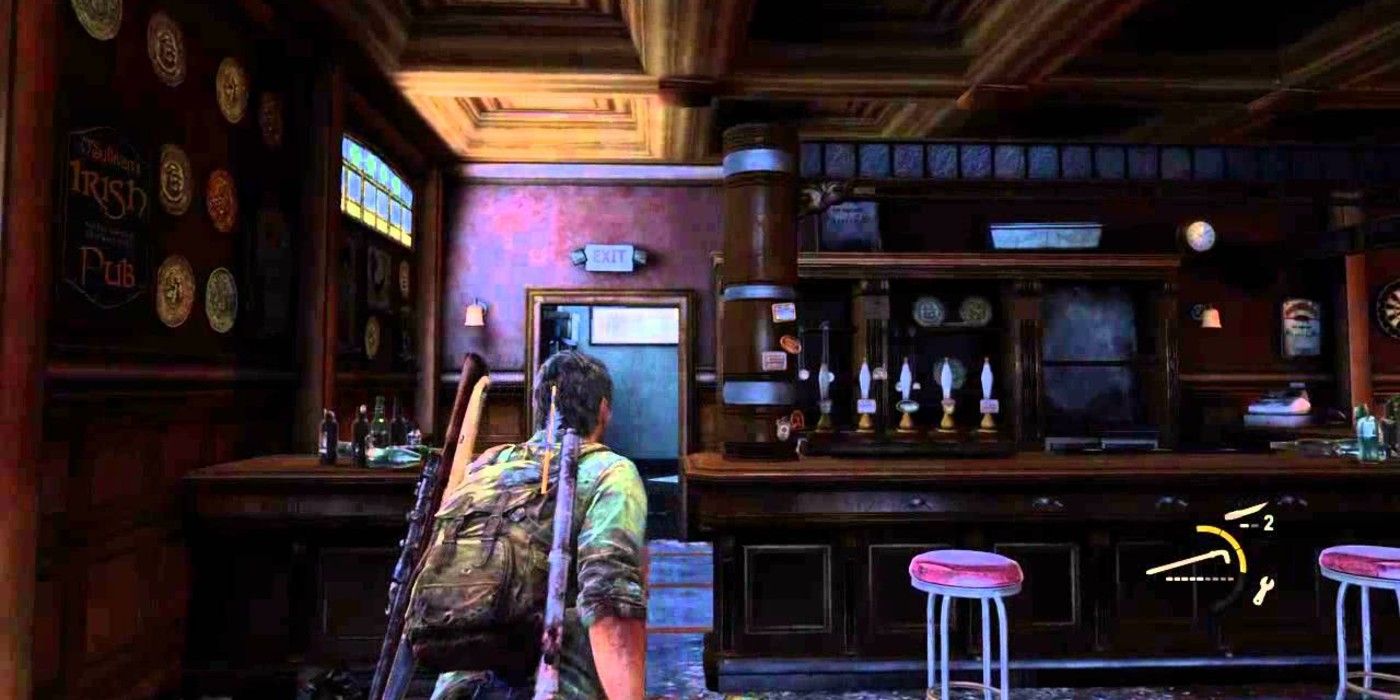 Joel walking up to the bar, last of us