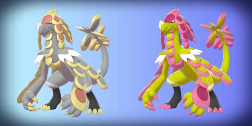 A regular and shiny Kommo-o