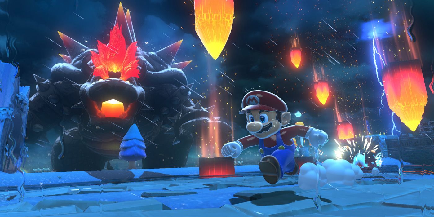 Mario Evading Bowser in Bowser's Fury