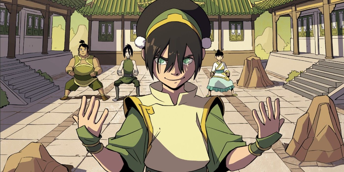 Toph standing in front of her students