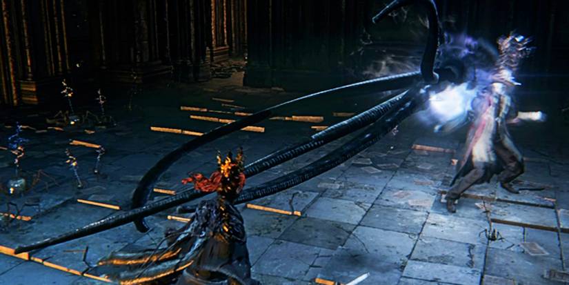 boss using a hunter tool at mid range.