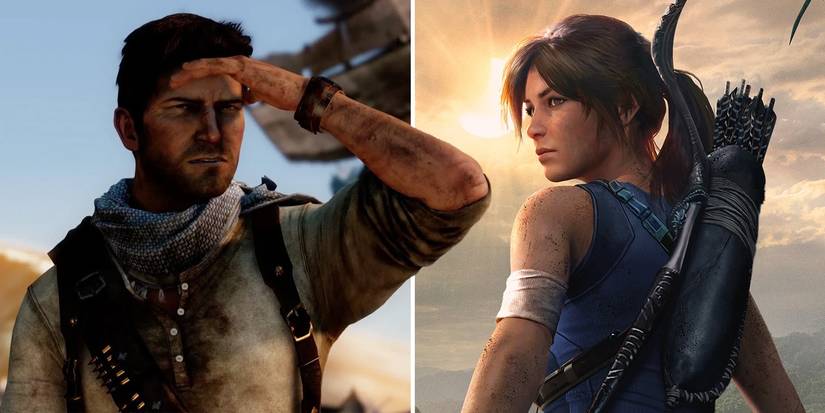 Nathan Drake and Lara Croft