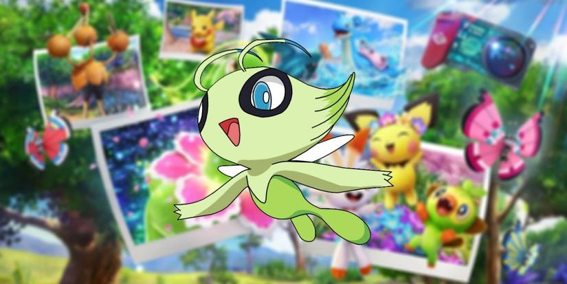 celebi pokemon over blurred art of pokemon snap