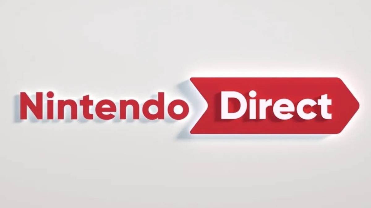 nintendo direct logo white with red arrow