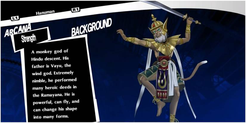 the monkey god from hindu mythology as a strength arcana persona.