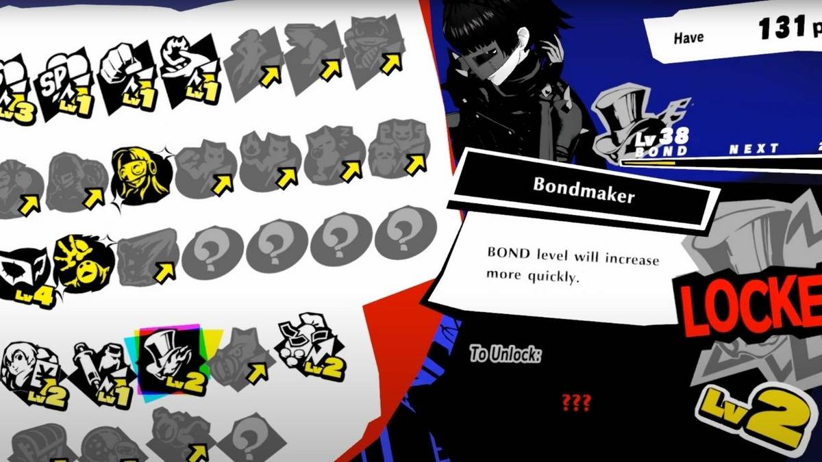 persona 5 strikers bond menu with bondmaker skill open
