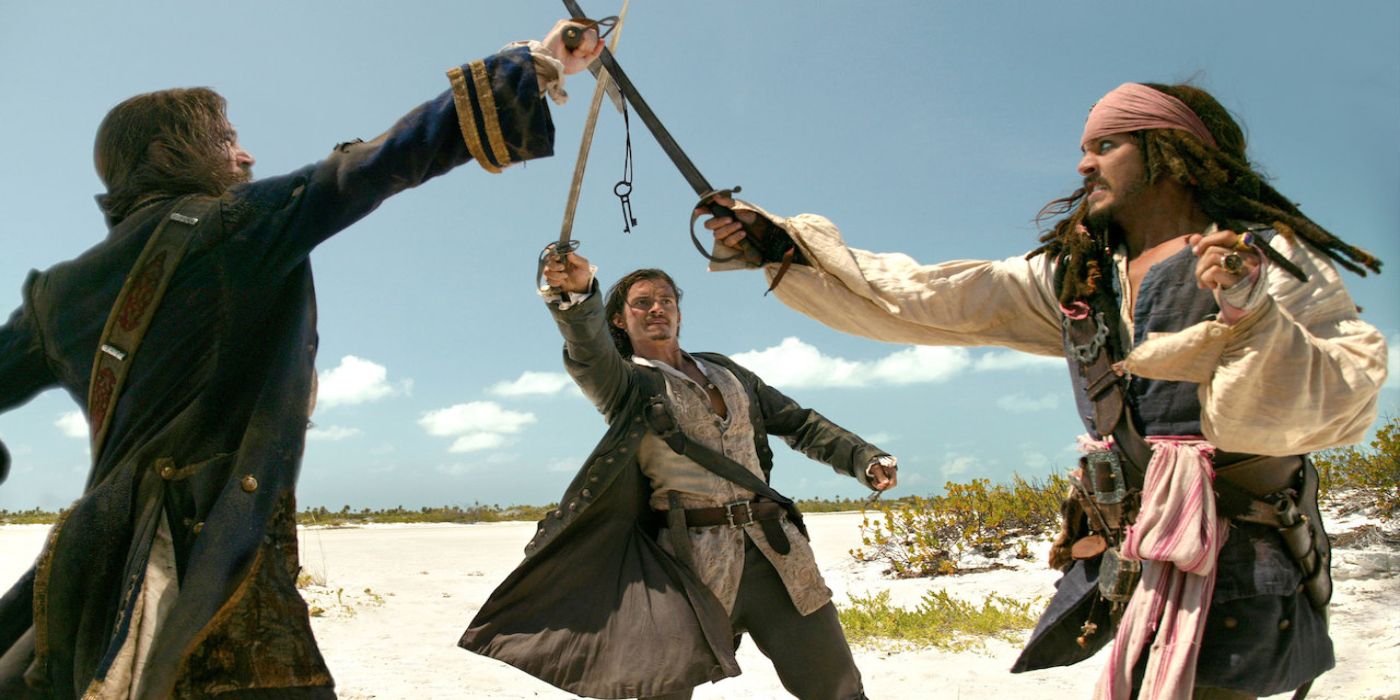 featured image of Will, Norrington and Jack clashing swords on a beach