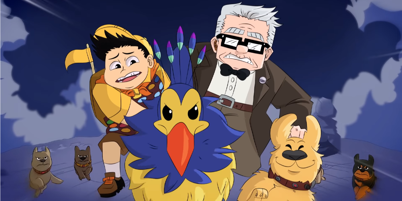 Pixar Up in the style of a Japanese anime show