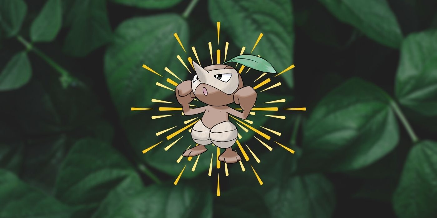 pokemon go nuzleaf on top of a shine and a leafy background