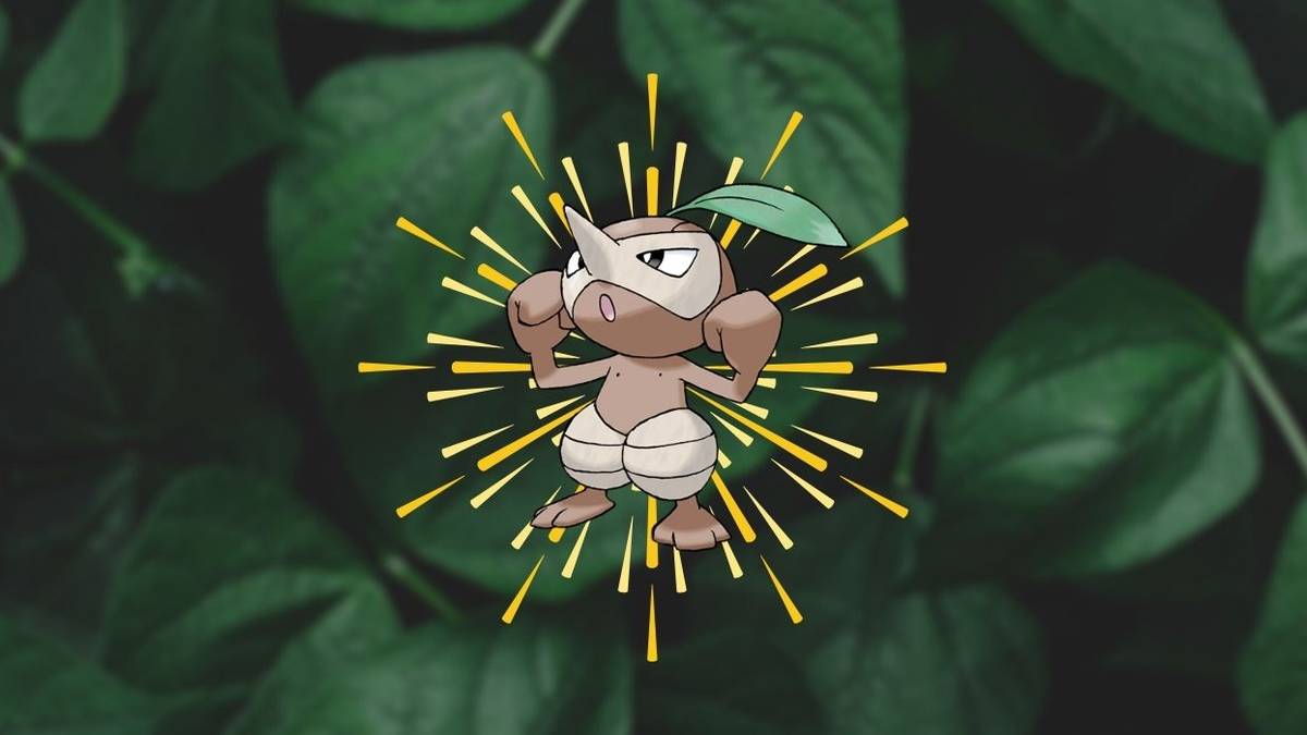 pokemon go nuzleaf on top of a shine and a leafy background