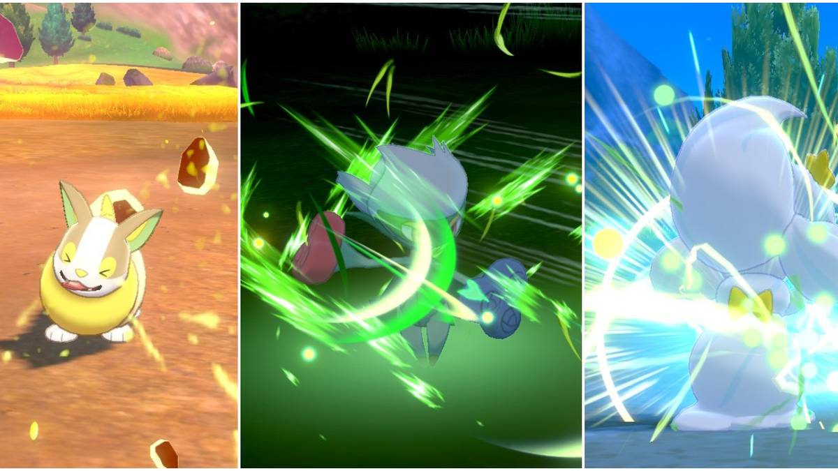 Grav Apple, Leaf Storm, and Giga Drain in action