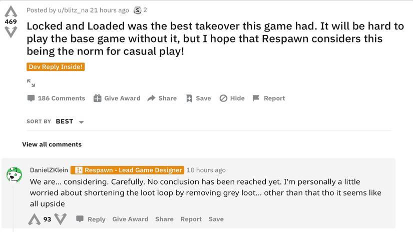 locked and loaded permeant dev comments