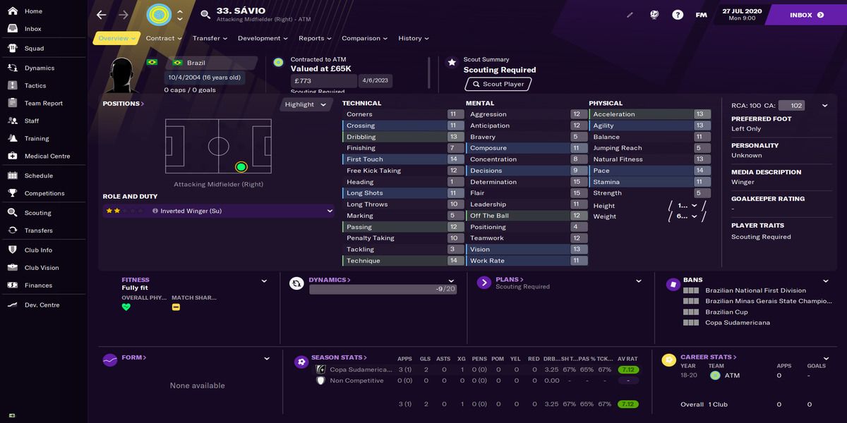 Football Manager 21 - Savio profile