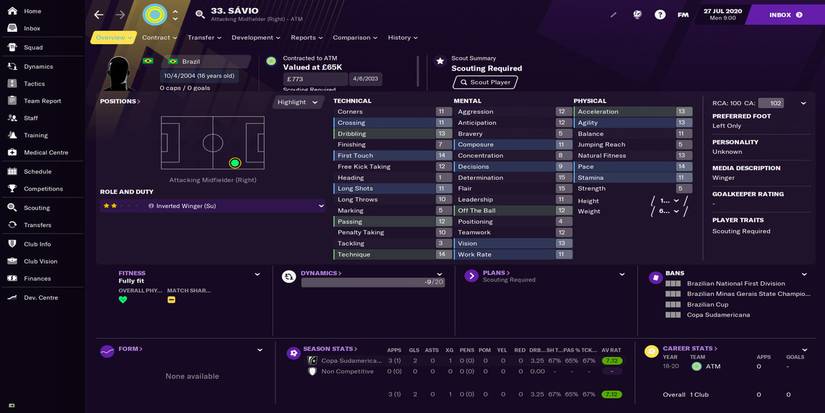 Football Manager 21 - Savio profile