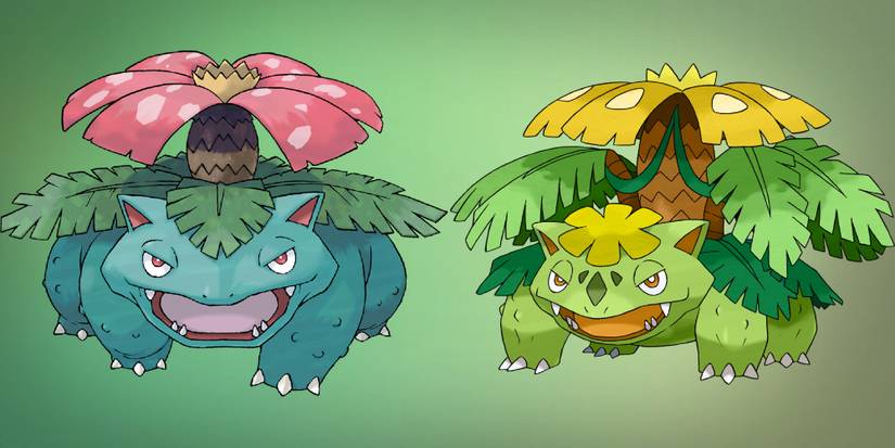 Regular and shiny Venusaur