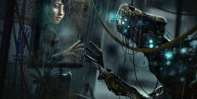 Human and robot trying to touch