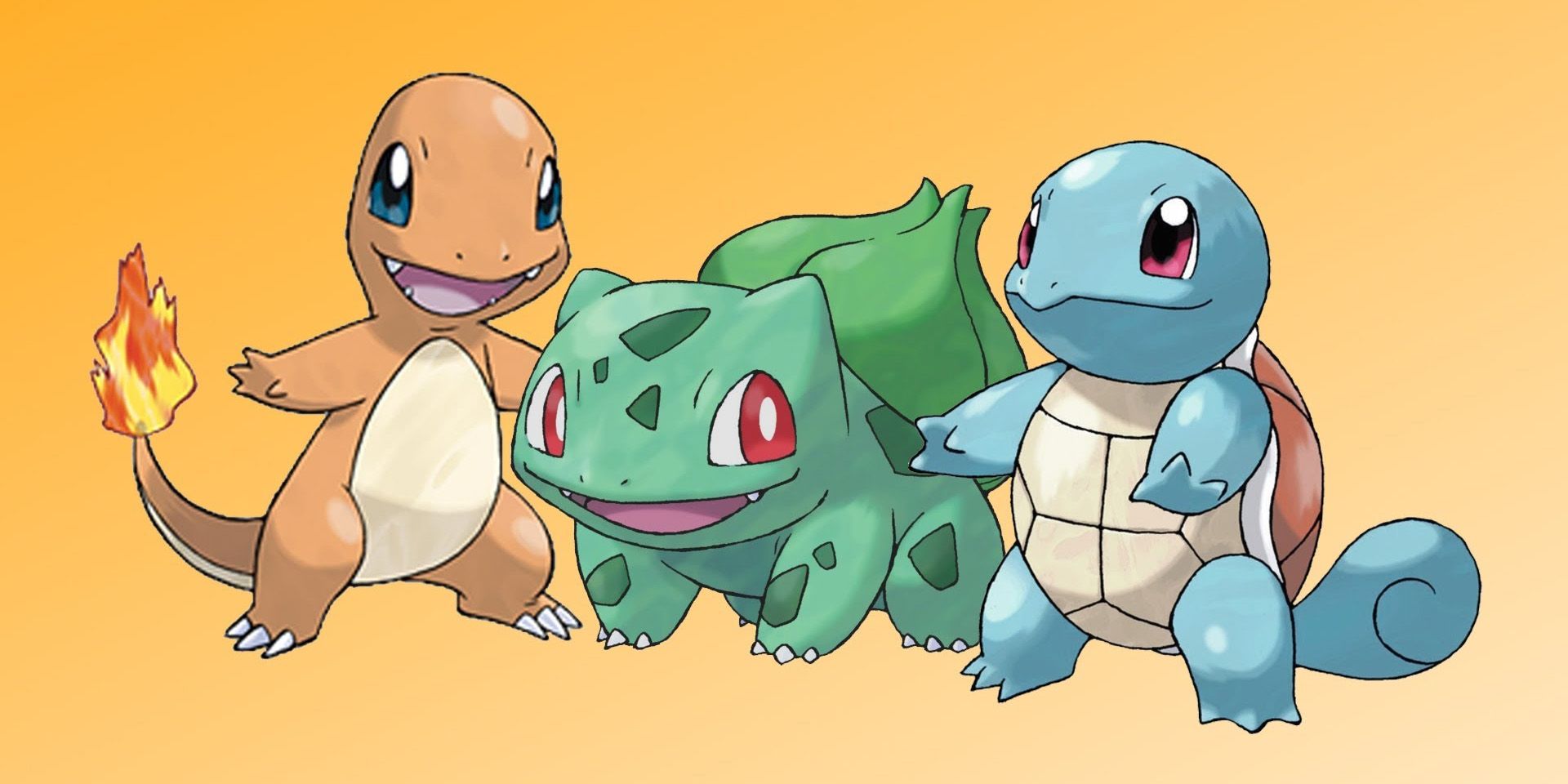 Charmander, Bulbasaur and Squirtle; the three starter Pokemon in Gen 1