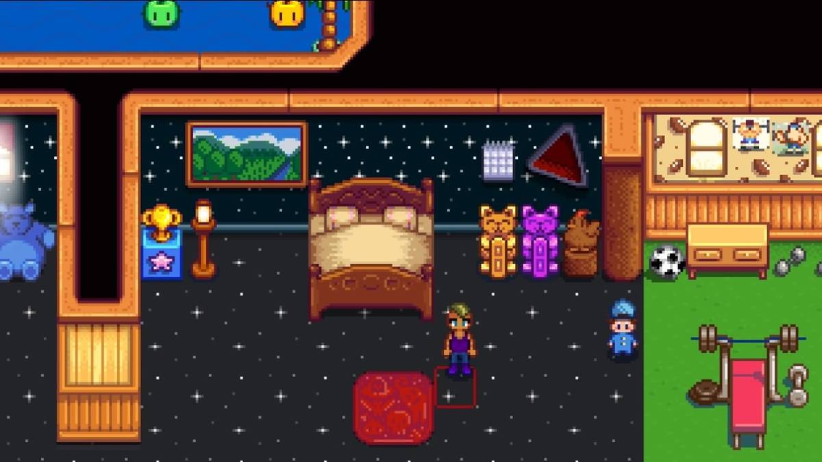 stardew valley home with stature of endless fortune