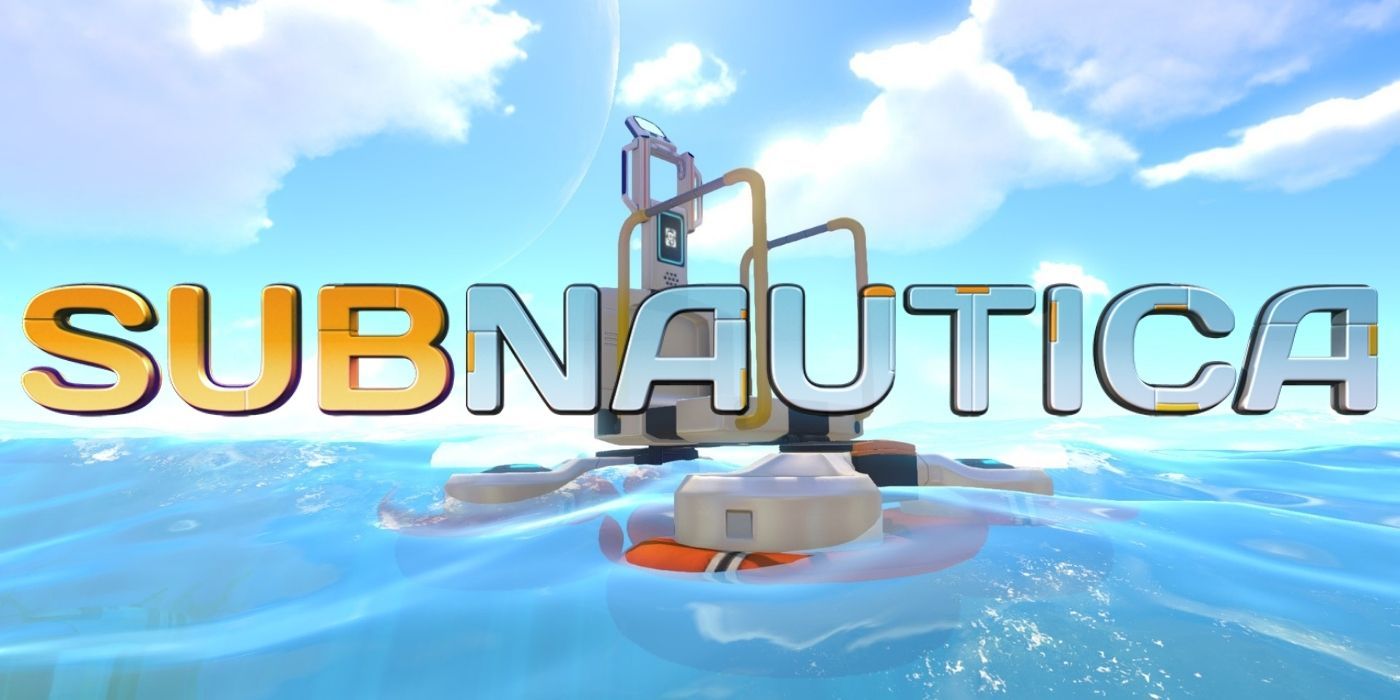 subnautica mobile title over vehicle bay on the water