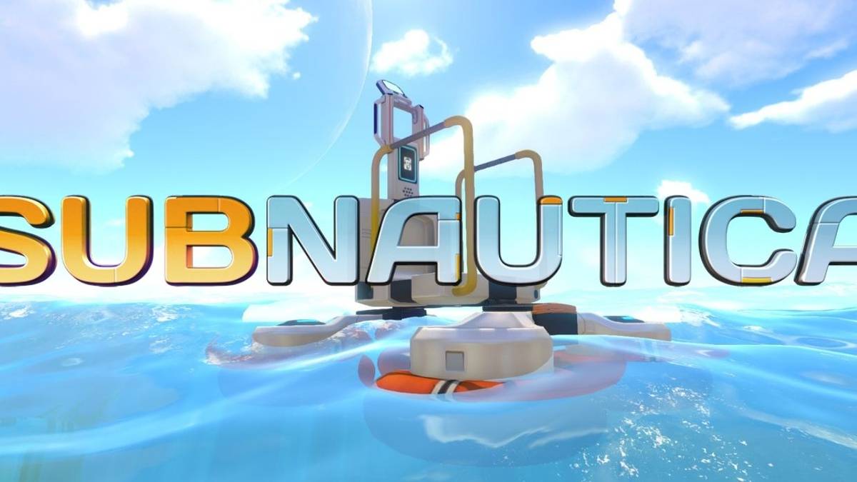 subnautica mobile title over vehicle bay on the water