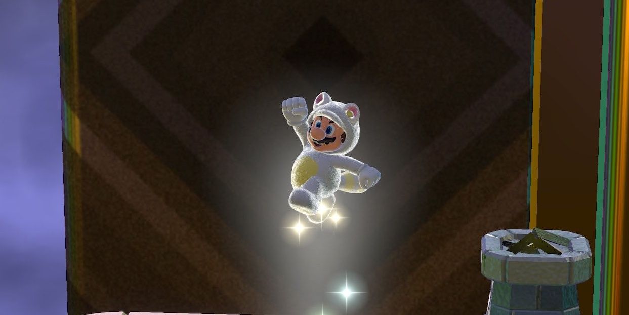Mario with the Invincibility Leaf in Super Mario 3D World