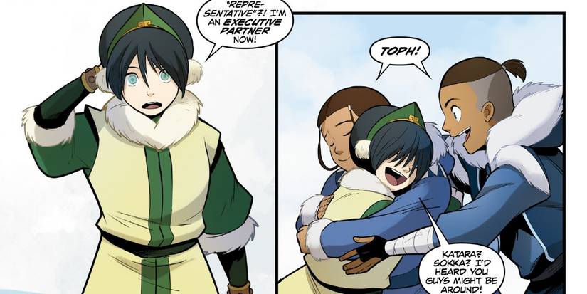 Toph meets up with Sokka and katara