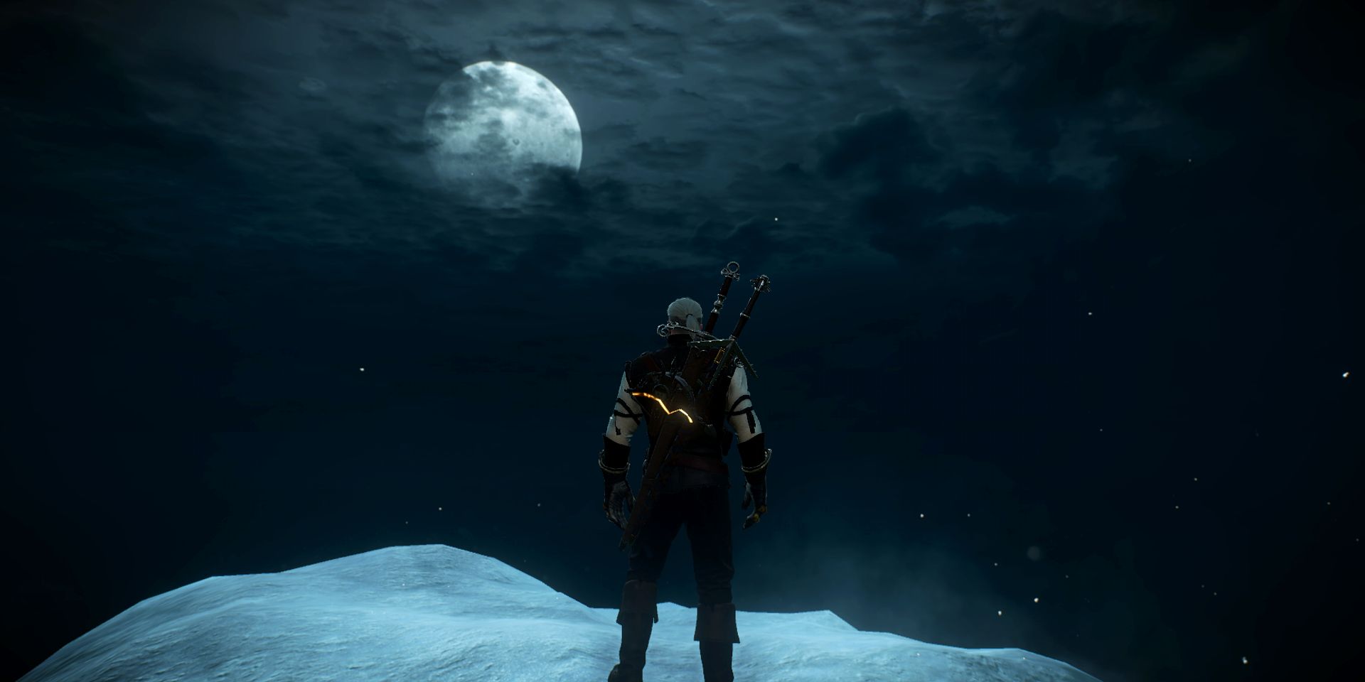 geralt staring at the night sky.