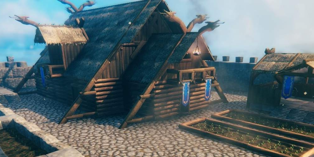 valheim viking style roof building