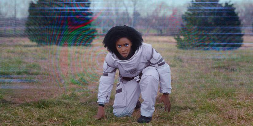 Teyonah Parris as Monica Rambeau with glowing eyes on WandaVision