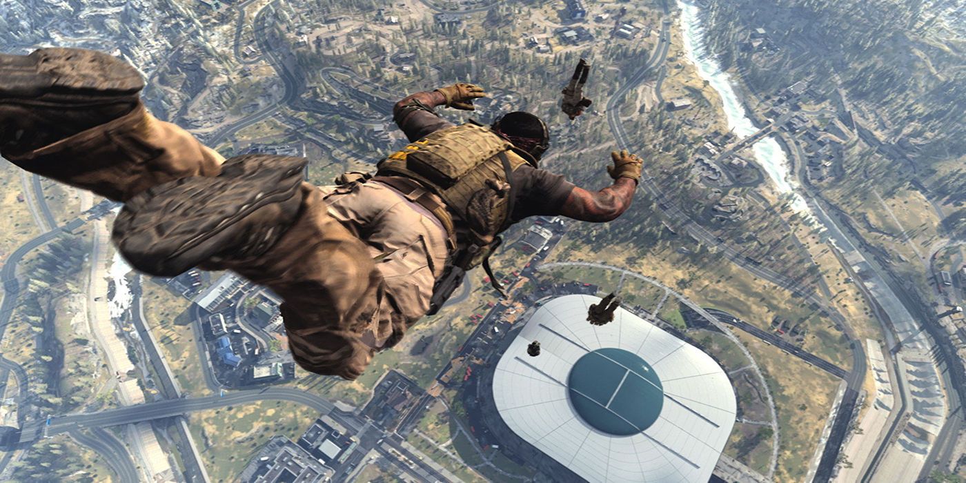 warzone players diving above stadium call of duty