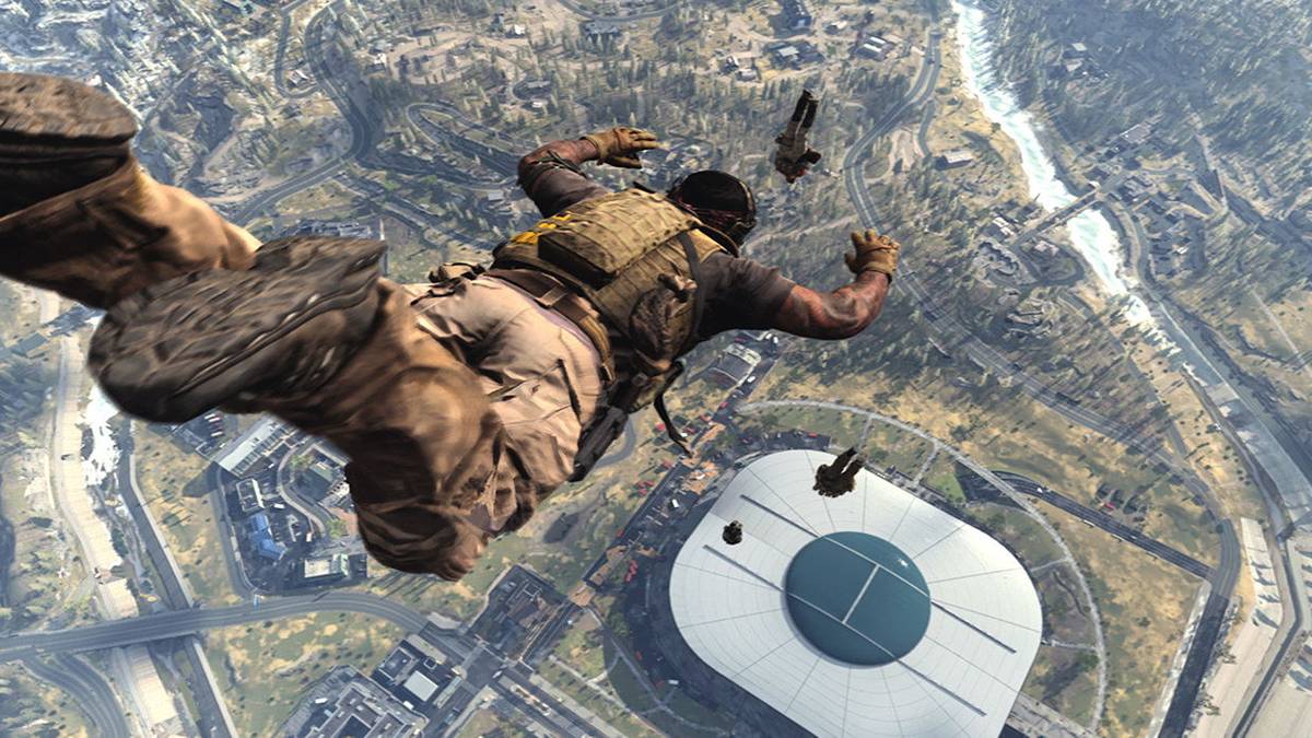 warzone players diving above stadium call of duty