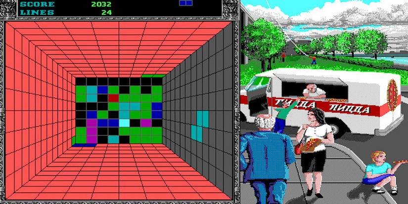 Gameplay screenshot, on the right a photo of a pizza truck
